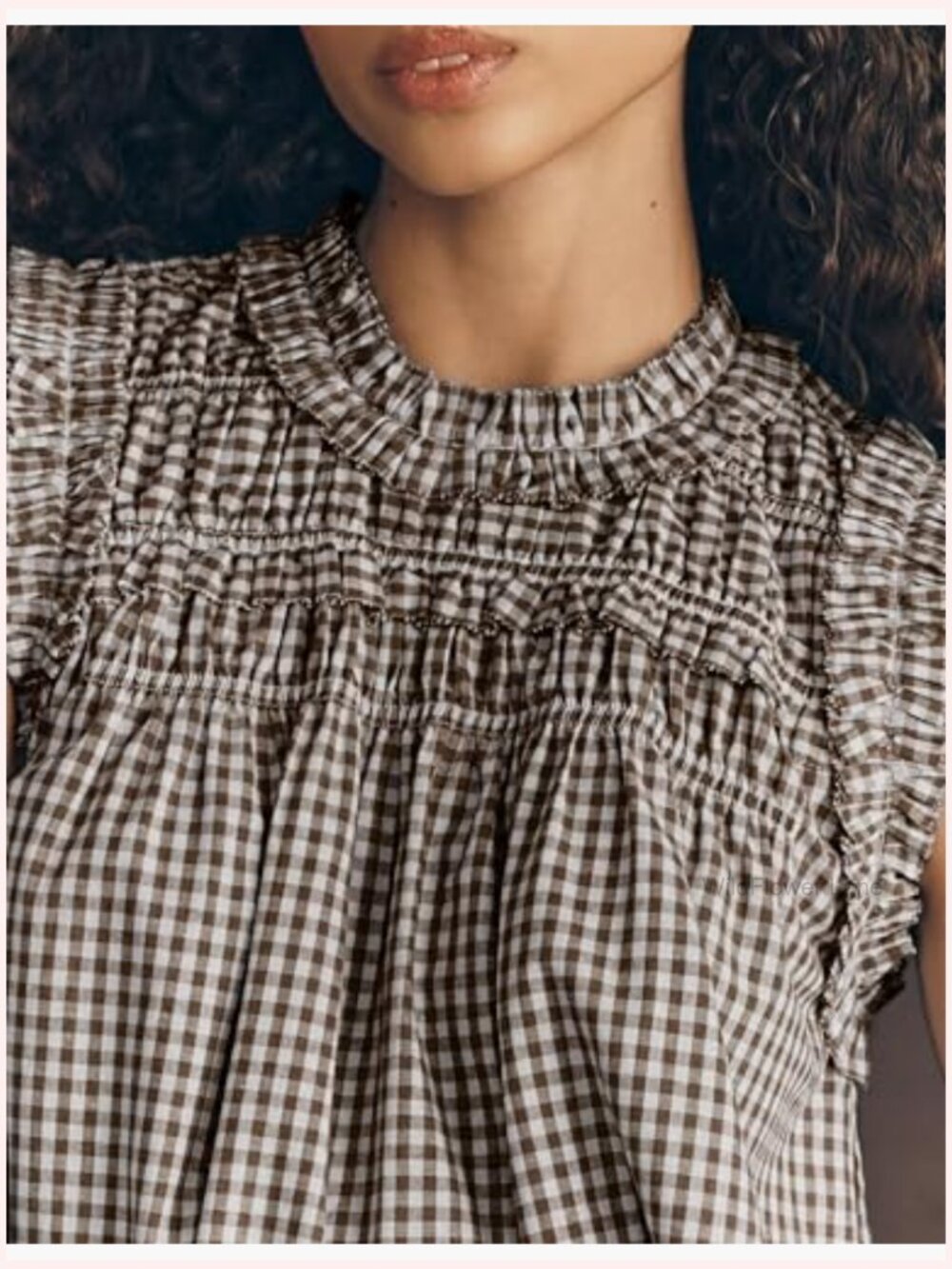 Babydoll Sleeveless Peplum Plaid Blouse Cotton Summer Top - Picture 4 of 7